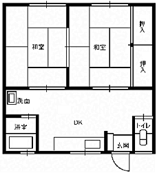 有賀ハイツ 1階2DKの間取り