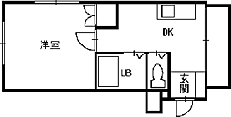 LA PORTE 301 3階1Kの間取り