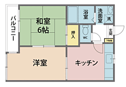 サンフラワー 2階2DKの間取り