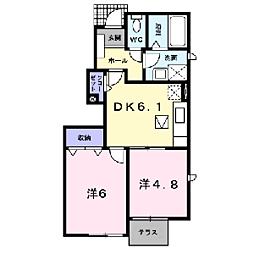 フランメゾン3 101 1階2DKの間取り