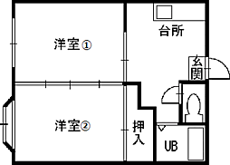 ル・シェール大三 2DKの間取図画像