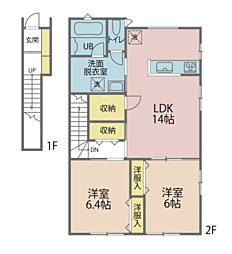 シェルメゾン行松 2LDKの間取図画像