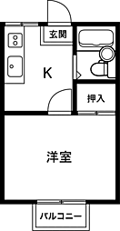 コーポサンヨー 1Kの間取図画像