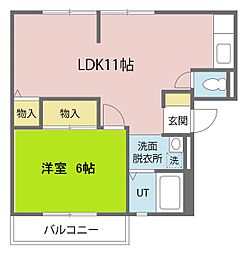 サンビレッジ国高C 1LDKの間取図画像