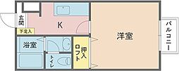 サン・ドミール 1Kの間取図画像