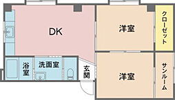 シティハイツ新谷 2LDKの間取図画像