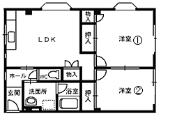ウィステリアハウス 2LDKの間取図画像