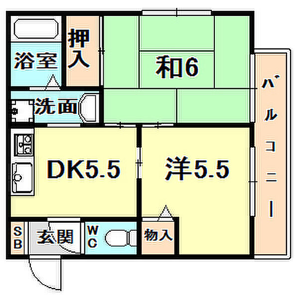 トリヴァンベール門前 203｜兵庫県西宮市門前町(賃貸アパート2DK・2階・38.25㎡)の写真 その2