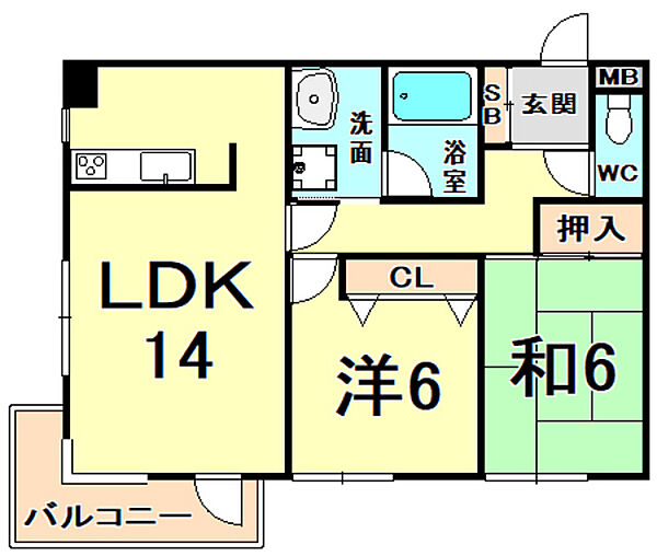 ル・モンド 303｜兵庫県西宮市門戸荘(賃貸マンション2LDK・3階・65.50㎡)の写真 その2