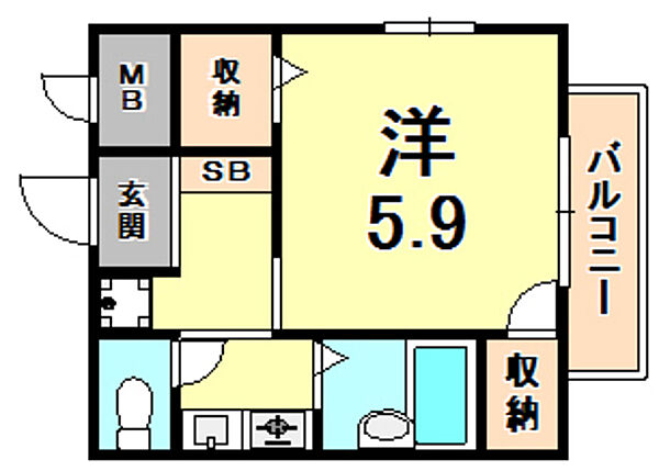 夙川ハイツＡＩＯＩ 206｜兵庫県西宮市相生町(賃貸マンション1K・2階・21.96㎡)の写真 その2