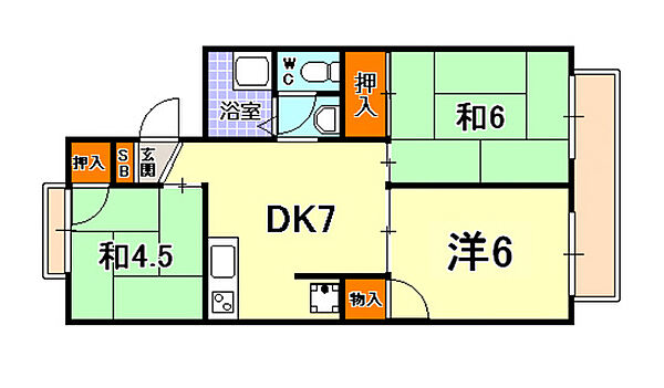 パレーシャル・ワイエム 102｜兵庫県西宮市大屋町(賃貸アパート3DK・1階・50.61㎡)の写真 その2