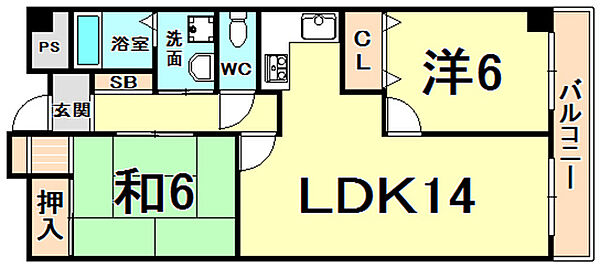 ペニーレーン西宮 305｜兵庫県西宮市能登町(賃貸マンション2LDK・3階・60.00㎡)の写真 その2