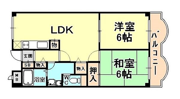 フォルチューナ芦屋 303｜兵庫県芦屋市南宮町(賃貸マンション2LDK・3階・62.13㎡)の写真 その2