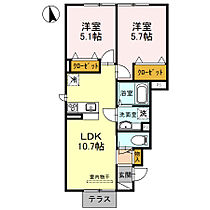 チェリーハウスII　A棟 101 ｜ 兵庫県西宮市愛宕山（賃貸アパート2LDK・1階・48.65㎡） その2