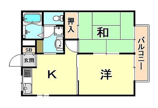 ばらハイツ 202｜兵庫県神戸市東灘区魚崎中町２丁目(賃貸アパート2K・2階・39.00㎡)の写真 その2