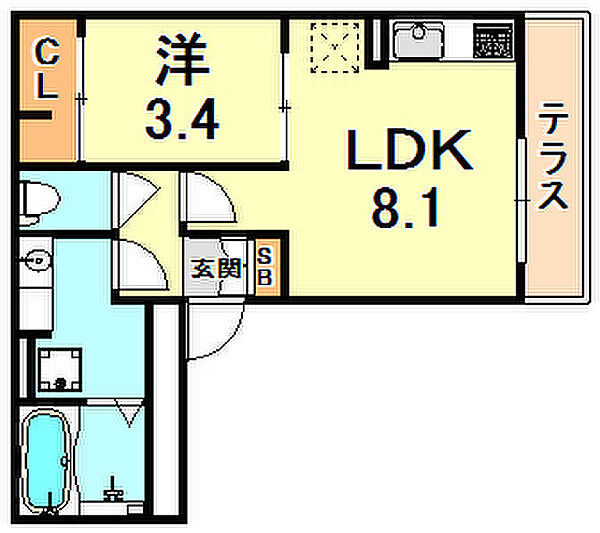 ローレル千旦 303｜兵庫県神戸市灘区千旦通３丁目(賃貸アパート1LDK・3階・31.79㎡)の写真 その2