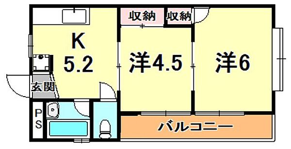 有馬道ハイツ 401｜兵庫県神戸市東灘区住吉本町２丁目(賃貸マンション2K・4階・34.40㎡)の写真 その2