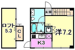 レグルス甲南山手 1Kの間取図画像