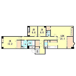 ペアドルチェ六甲 3LDKの間取図画像