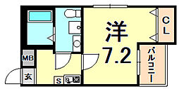 ワコーレヴィータ神戸須磨浦通 1階1Kの間取り