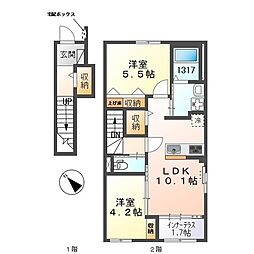 エッグプラント 2LDKの間取図画像