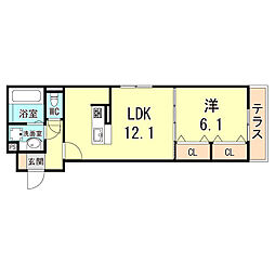 エムライズ材木町 3階1LDKの間取り