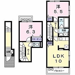 和（Ｎａｇｏｍｉ） 2階2LDKの間取り