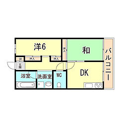 武庫之荘ガーデン 2LDKの間取図画像