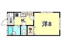 グリーンハイツ 1Kの間取図画像