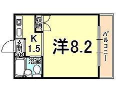 モギハイツ 1Kの間取図画像