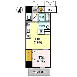 ザ　カーム 1階1DKの間取り