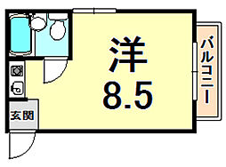 丸橋ハイム ワンルームの間取図画像