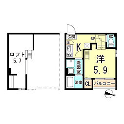 レシアムール　(Recit　Amour) 2階1Kの間取り