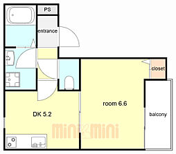（仮称）La-Crea甲子園九番町 203 2階1DKの間取り