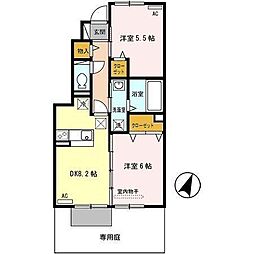 キャンフルローレル 2DKの間取図画像