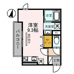 Ｄ−ｒｏｏｍ宮ノ前 201 2階ワンルームの間取り