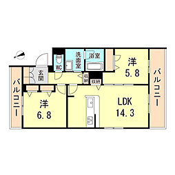 Seaside House 2LDKの間取図画像