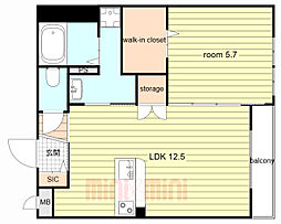 KAYS’ SUITE Sunny Med. 202 2階1LDKの間取り