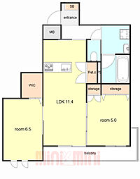 HEBEL MAISON 六甲篠原中町 2LDKの間取図画像