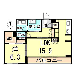シークリサンス岡本 1LDKの間取図画像