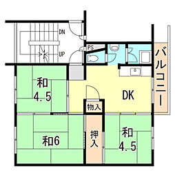 伊川谷団地2号棟 3DKの間取図画像