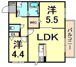シャーメゾンM・V-4 2LDKの間取図画像
