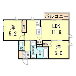 SAKURAMAISON 2LDKの間取図画像