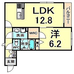 メゾンドラパン 1LDKの間取図画像