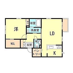 ソレイユ南別府A 1LDKの間取図画像
