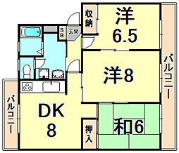 アビタシオン仁川 3DKの間取図画像