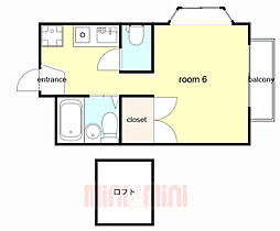 シャンブレット ワンルームの間取図画像