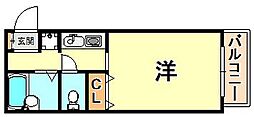美野丘ハイツ 1Kの間取図画像