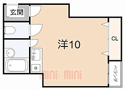 ヴォーヌング甲南 ワンルームの間取図画像