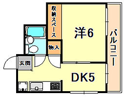 アリスビル 1DKの間取図画像